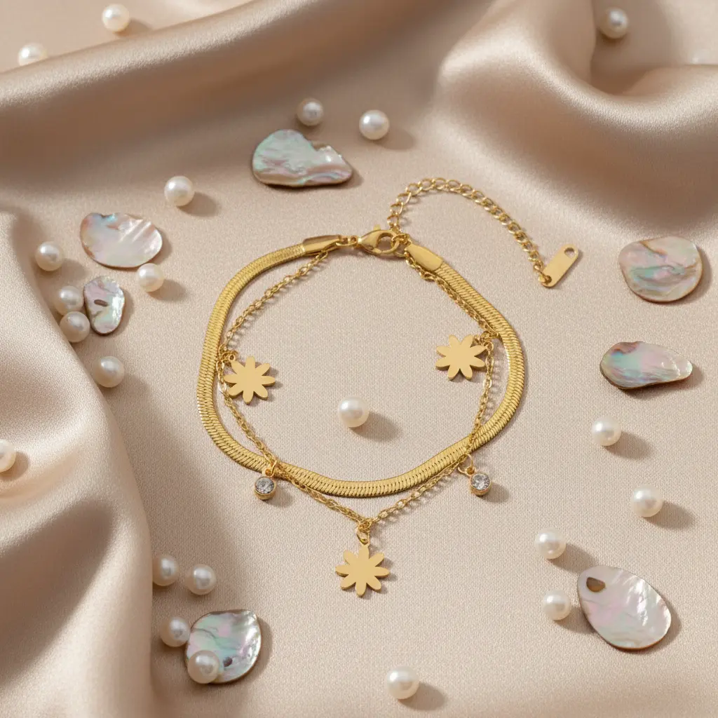 Dainty Flower Charm Bracelet