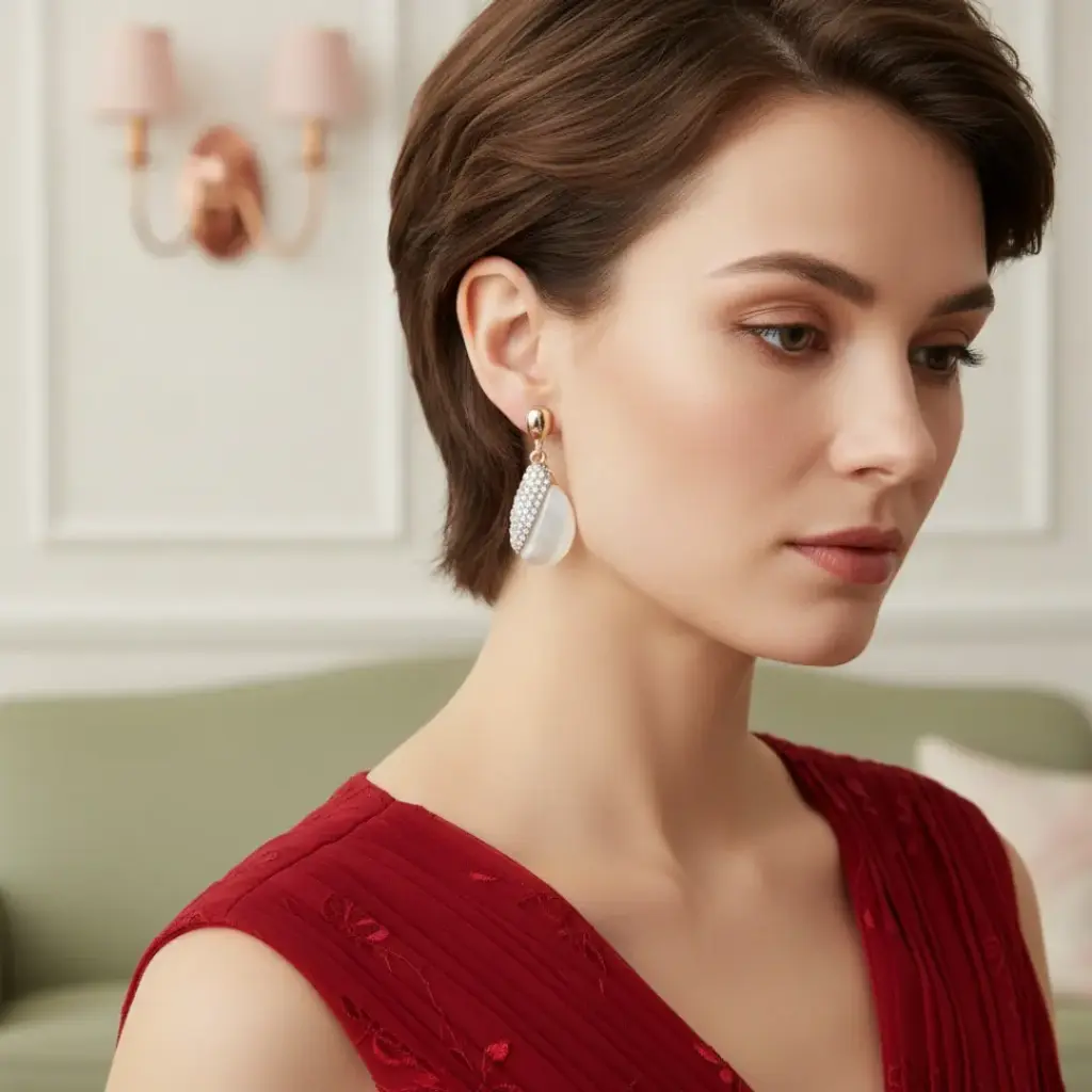 Half-Pavé Teardrop Earrings